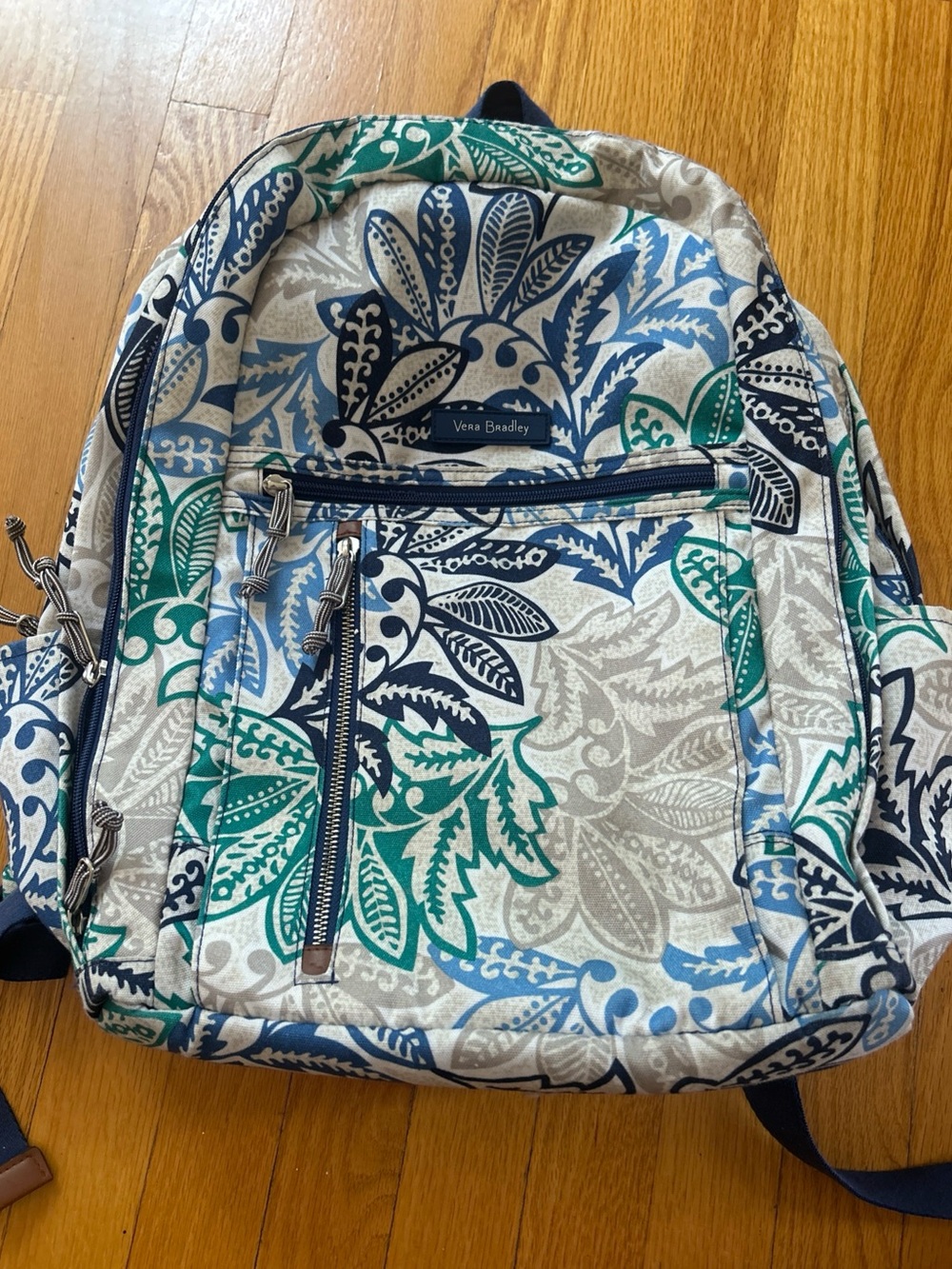 Vera Bradley Blue & Teal Leaf Print Backpack